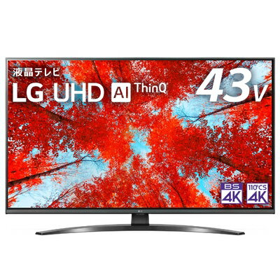 【中古】 LG 43型 4Kチューナー内蔵 液晶 テレビ 43UQ9100PJD IPSパネル Alexa 搭載 2022 年モデル 黒
