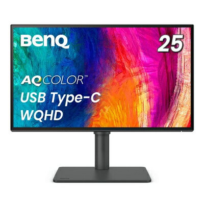 【中古】 ベンキュージャパン BenQ AQCOLORシリーズ 25型デザイナー向けモニター PD2506Q(WQHD/DisplayHDR 400/IPS/sRGB 100%/USB-C/65W給電/KVM機能/USBハブ/DP out/スピーカー付(2.5W×2)/高さ調整・回転)