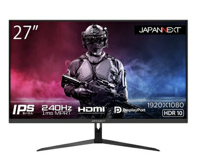 【中古】 JAPANNEXT 27型IPS フルHDパネル搭載240Hz対応ゲーミングモニター JN-IPS27FHDR240 HDMI DP