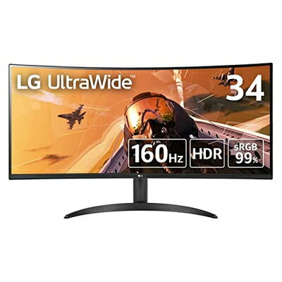 【中古】 LG ゲーミング モニター UltraGear 34WP60C-B 34インチ/21:9 曲面 ウルトラワイド(3440×1440)/VA/160Hz/1ms MBR/HDR/FreeSync Premium/HDMI×2,DisplayPort×1