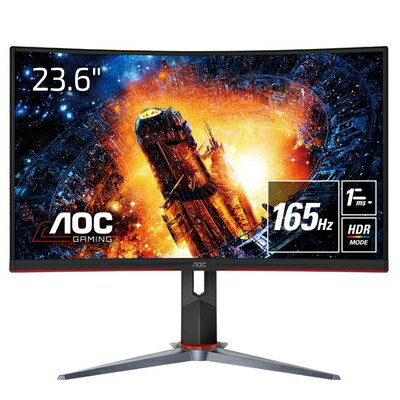 【中古】 AOC ゲーミング液晶モニター C24G2/11 (23.6インチ/フルHD/VA/曲面/HDMI/DisplayPort/165Hz/応答速度1ms/HDRエフェクトモード/Adaptive Sync/フリッカーフリー/ローブルーモード)