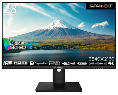 【中古】 JAPANNEXT 28型 IPS 4K液晶モニター USB Type-C(最大65W給電対応) JN-i282URC65W HDMI DP KVM機能 PIP/PBP機能対応 sRGB100% DCI-P3 90%