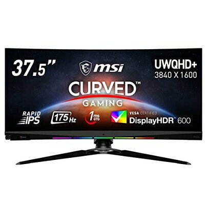 【中古】 MSI ゲーミングモニター湾曲ウルトラワイド 37.5インチ/175Hz Rapid IPSパネル搭載 UWQHD/1ms(GtoG)/HDR600対応/G-Sync Ultimate/HDMI2.0/DP/ゲーミングダイヤル搭載/USBハブ機能 Optix MEG381CQR PLUS