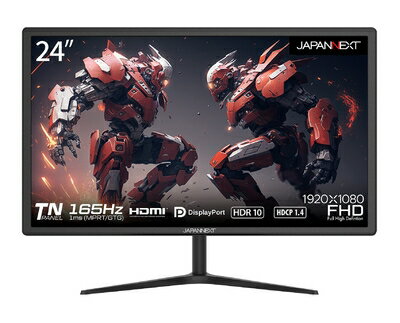 【中古】 JAPANNEXT JN-G24T165FHDR 24インチ フルHD(1920 x 1080) 165Hz対応ゲーミングモニター HDMI DP