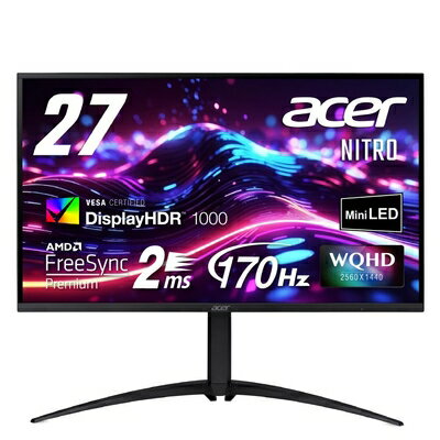 【中古】 Acer ゲーミングモニター Nitro 27インチ MiniLED WQHD VA 非光沢 170Hz 2ms DeltaE<2 HDMI2.0 DisplayPort1.2 高さ調整 ピボット機能 HDR1000 ヘッドホン端子 PC PS5 Xbox X|S VESAマウント対応 XV275UP3biiprx