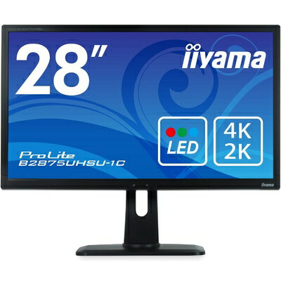 【中古】 マウスコンピューター iiyama 28型4K モニター ディスプレイ(3840×2160/1ms/TN非光沢/DP,HDMI,DVI-D,D-Sub全ケーブル付/昇降スタンド)B2875UHSU-B1C
