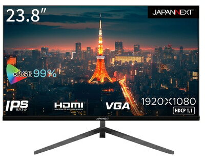 【中古】 JAPANNEXT 23.8インチIPSパネル搭載 フルHD液晶モニター JN-IPS2380FHD-N HDMI VGA sRGB99%