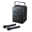 【中古】 サンワダイレクト 拡声器 【ワイヤレスマイク2本・スピーカー】セット 40W 電池/AC電源 収納バッグ付き 有線マイク追加対応 400-SP066