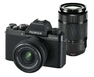 【中古】 FUJIFILM ミラーレス一眼カメラ X-T100ダブルズームレンズキット ブラック X-T100WZLK-B