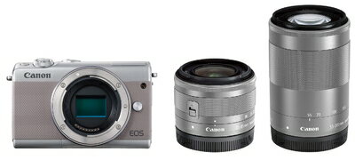 【中古】 Canon ミラーレス一眼カメラ EOS M100 ダブルズームキット グレー EOSM100GY-WZK