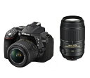 【中古】 Nikon デジタル一眼レフカメラ D5300 ダブルズームキット ブラック 2400万画素 3.2型液晶 D5300WZBK
