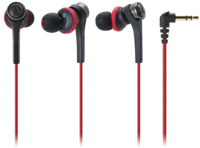 【中古】 audio-technica SOLID BASS カナル型イヤホン ブラックレッド ATH-CKS55X BRD