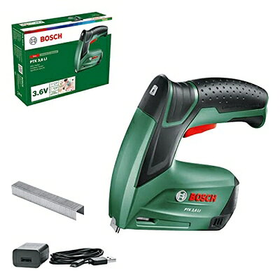 【中古】 Bosch DIY(ボッシュ) 3.6Vコードレスタッカー(Micro-USB充電コード(100Vプラグ無し)1個、11.4mmx8mmステープル1000本 付) PTK3.6LIN コンパクト,組み込み