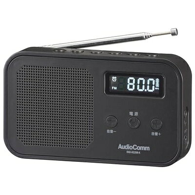 【中古】 オーム電機AudioComm ラジオ ポータブル 乾電池 AC電源 デジタル プリセット登録 2バンドハンディラジオ ブラック RAD-H225N-K 03-7056 OHM