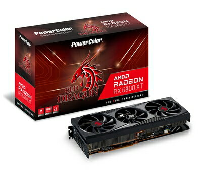 【中古】 PowerColor AMD Radeon RX 6800 XT搭載 グラフィックスカード オリジナルファンモデル RED DRAGON [AXRX 6800XT 16GBD6-3DHR/OC]