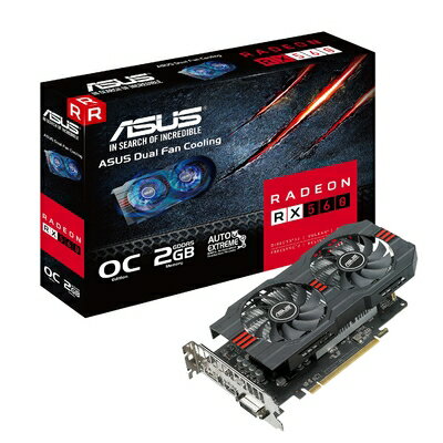 【中古】 ASUS Radeon RX 560 16CU 2GB OCエディション GDDR5 DP HDMI DVI AMD グラフィックスカード (RX560-O2G)