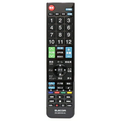 【中古】 エレコム リモコン レコーダー用 【設定番号を入力するだけですぐに使える】 テレビにも対応 ブラック ERC-BDR01BK-MU