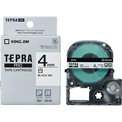 【中古】 キングジム 【純正】 テプラPROテープカートリッジ 4mm 白ラベル/黒文字 長さ8m SS4K