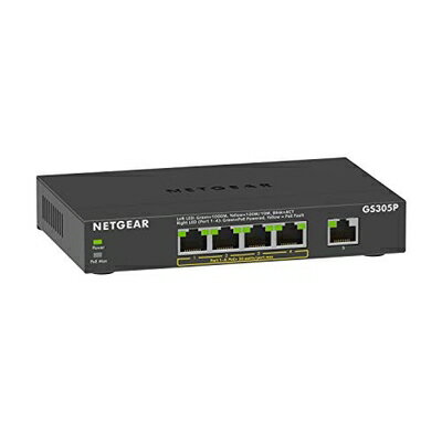 【中古】 【メーカ生産終了品】 ネットギア NETGEAR スイッチングハブ 5ポート 1G PoE+ (63W) 金属筐体 静音ファンレス メーカー アンマネージスイッチ GS305P-200JPS