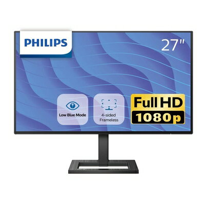 【中古】 PHILIPS 液晶ディスプレイ・PCモニター 272E2F/11 (27インチ/FHD/IPS/5年/D-sub 15,HDMI,Display Port/4面フレームレス/Adaptive Sync/ちらつき防止/ブルーライト軽減)