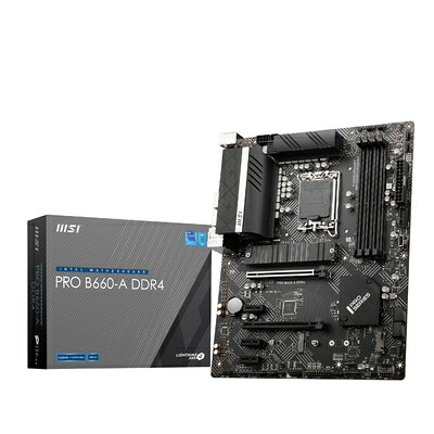 【商品名】MSI PRO B660-A DDR4 マザーボード ATX [Intel B660チップセット搭載] 第12世代CPU(LGA1700)対応 MB5681 ブラック（中古品）中古品の特性上、外箱,取り扱い説明書等は基本的には付属いたしません。電話機・FAX機などで子機が複数台ある商品につきましては、子機が付属しない場合もございます。当店の中古品につきましては商品チェックの上、動作に問題がないものを取り扱っております。ご安心いただきました上でご購入ください。保証等の記載がある場合がございますが、中古品となりますためメーカー保証の対象外となります。あらかじめご承知おきください。【ご注文〜発送完了までの流れ】ご注文は24時間365日受け付けております。当店から商品発送後に発送通知メールが送信されます。発送までの期間といたしましては、ご決済完了後より2〜5営業日程度となります。【ご注意事項】当店はお客様都合によるご注文・ご決済後のキャンセル・返品はお受けしておりません。ご承知おきのうえご注文をお願いいたします。当店は一部商品を他モール等と併売させていただいております。完売の際はご連絡させていただきます。予めご承知おきのほどお願いいたします。掲載されております画像はイメージとなります。実際の商品とは色味・付属品等が異なる場合がございますため、予めご承知おきください。