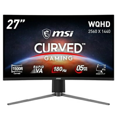 【中古】 MSI 湾曲ゲーミングモニター MAG 27CQ6PF 27インチ/WQHD/RAPID VA/180Hz/0.5ms(GTG)/AMD FreeSync/HDR/HDMI 2.0b/DP1.4/チルト・高さ調整/メーカー