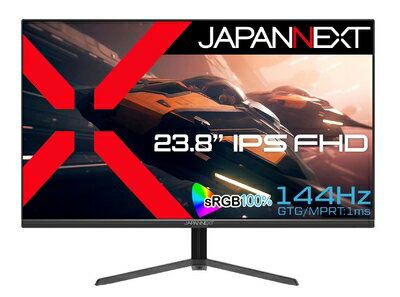 【中古】 JAPANNEXT 23.8インチ ゲーミングモニター 144Hz 1ms フルHD 1920x1080解像度 FAST IPS パネル ディスプレイ (HDMI/DisplayPort/VESA対応/ブルーライトカット / 視野角178°) JN-238Gi144FHDR-N