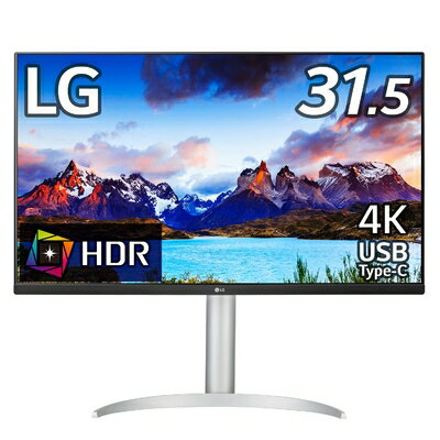 【中古】 LG モニター ディスプレイ 32UP550N-W 31.5インチ/4K/VA/アンチグレア/HDR/USB Type-C,HDMI×2,DisplayPort/スピーカー/FreeSync/ブルーライト低減、フリッカーセーフ/ピボット、高さ調節 /安心・無輝点