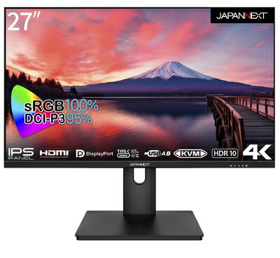 【中古】 JAPANNEXT 27インチ モニター 4K UHD 3840x2160解像度 IPS ディスプレイ (KVM/HDMI/USB-C 給電 (65W) / DisplayPort/VESA対応/ブルーライトカット) JN-IPS273UHDR-C65W
