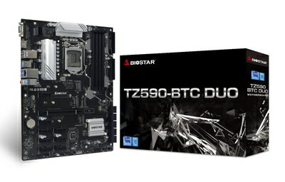 【中古】 BIOSTAR Z590チップセット採用 PCIe 9スロット搭載 マイニング向けマザーボード [ TZ590-BTC DUO ]