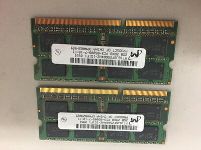 【中古】 Micron PC3-8500S (DDR3-1066) 2GB x 2枚組み 合計4GB SO-DIMM 204pin ノートパソコン用メモリ 動作品
