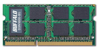 【中古】 BUFFALO PC3-12800 204Pin DDR3 SDRAM S.O.DIMM 8GB D3N1600-8G