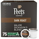 【中古】(新古品) Peet's Coffee Major Dickason's Blend, Dark Roast, 75 Count Single Serv...