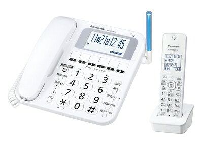【中古】（新古品）パナソニック デジタルコードレス 電話機 VE-GE19DL-W 迷惑電話 対策機能搭載 シニアモデル ホワイト