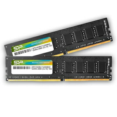 【中古】（新古品） シリコンパワー デスクトップPC用メモリ DDR4-2666(PC4-21300) 16GB×2枚 288Pin 1.2V CL19 SP032GBLFU266B22