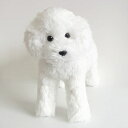 【中古】(新古品) ニニアンドキノ ぬいぐるみ 犬 リアル トイプードル (ホワイト 白) 自由にポーズが変えられる 全長約33cm 本物そっくり ペット