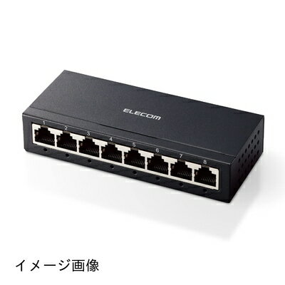 【新古品】 エレコム スイッチングハブ 8ポート ギガビット 金属筐体 コンパクト 軽量 [ACアダプター付属/壁掛け設置対応/静音ファンレス/省電力/EU RoHS指令準拠] ブラック EHC-G08MA-B
