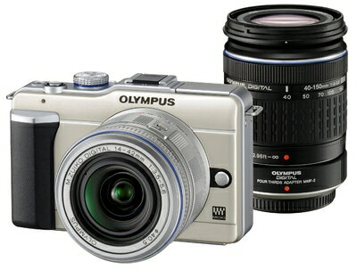 【中古】 OLYMPUS ミラーレス一眼 PEN E-PL1ダブルズームキット シャンパンゴールド E-PL1 TLMK GLD