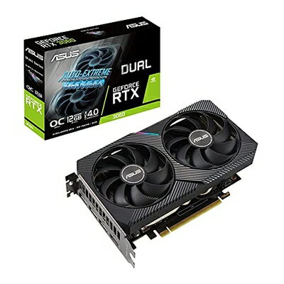 【中古】（新古品） ASUSTek NVIDIA RTX3060 搭載 Axial-techファンと2スロット設計 DUAL-RTX3060-O12G-V2