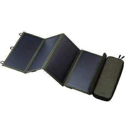 【中古】（新古品）エレコム ソーラー充電器 NESTOUT SOLAR-1 【4枚パネル】 28W オリーブ MPA-NEST-S014OV