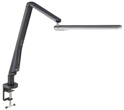 【中古】（新古品） パナソニック LEDデスクライト クランプ型 パソコンくっきり光搭載 非接触タッチレススイッチ スマホ充電USBポート付 6ヶ所可動 器具光束855ルーメン JIS:AA形相当 ブラック仕上×シルバー SQ-LC570-K