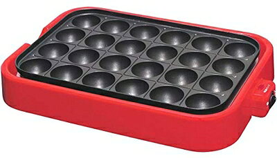 【中古】（新古品） [山善] たこ焼き器 24穴 着脱プレート式 レッド YOA-240?