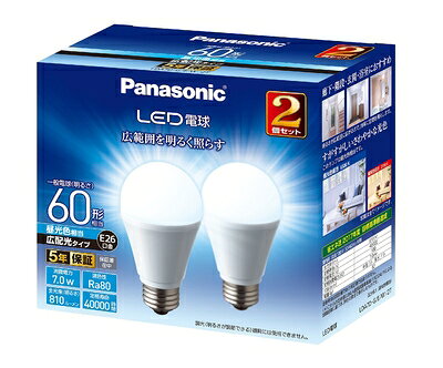 【中古】（新古品） パナソニック LED電球 口金直径26mm 電球60W形相当 昼光色相当...