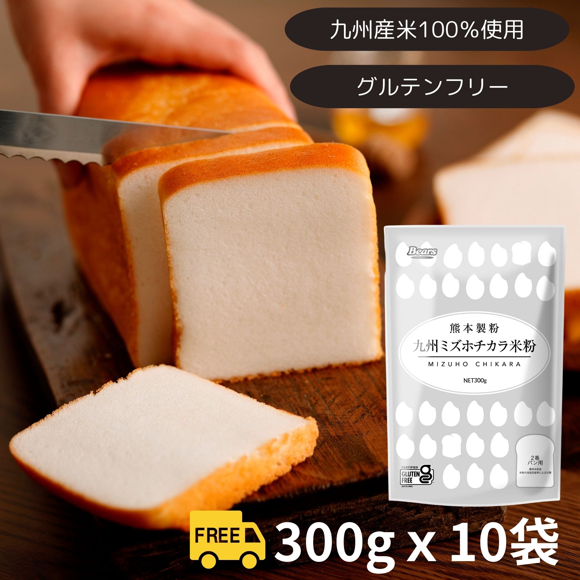 〔送料込〕 九州 ミズホチカラ 米粉 300g×10袋 グルテンフリー 粉 九州産 国産 国内産 ホームベーカリー 米粉パン 米 アレルギー パン 食パン 蒸しパン 2番 製菓 パンケーキ 製パン 菓子 ピザ生地 ピザ 麺 うどん 家庭用 熊本製粉