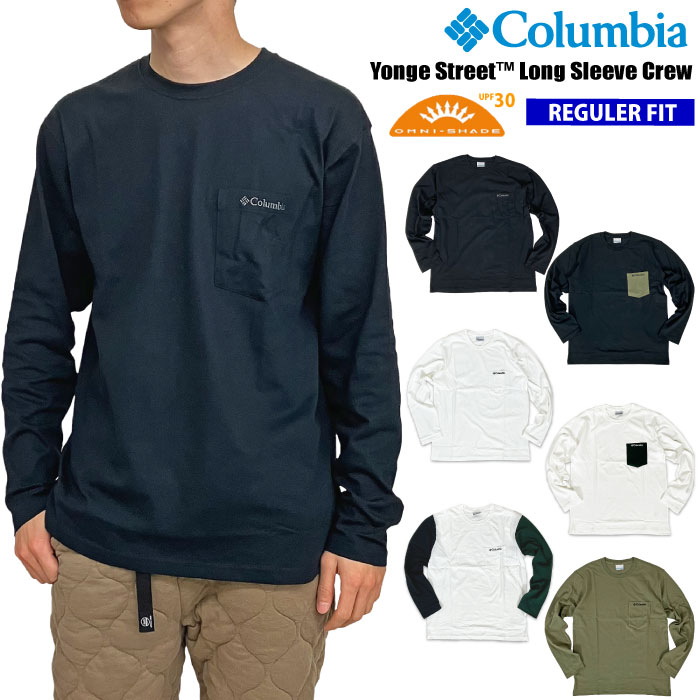 ＼超得5%OFFクーポン出現中／Columbia コロンビア ヤングストリートロングスリーブクルー 長袖Tシャツ ポケT 胸ポケット UVカット UPF30 紫外線対策 メンズ アウトドア スポーツ ジム キャンプ ロンT XE8889