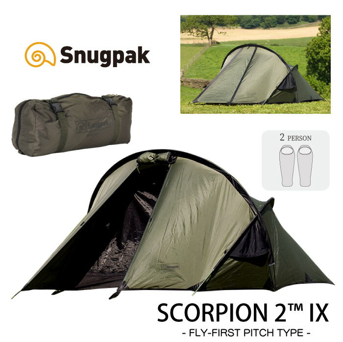 【ポイントアップ】【送料無料】Snugpak スナグパック スコーピオン2IX FLY-FIRST PITCH TYPE テント アウトドア キャンプ ソロキャンプ 防水 撥水 登山 頑丈 2人用 SP18828OL SCORPION-2IX 【ラッピング不可】