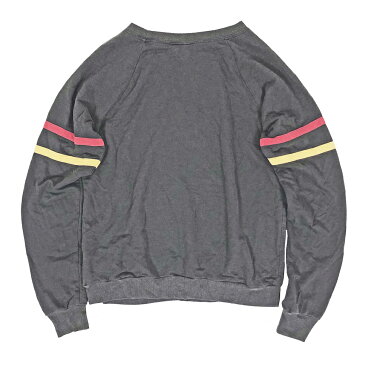 ★ 【中古】Disney ディズニー ミッキーマウス 袖ライン リブ付き 長袖Tシャツ 薄手 スウェット S チャコール USE0019 ロゴ ロンT ブランド メンズ レディース 男女兼用 古着 おしゃれ 春 秋 冬 クルーネック かすれ プリント