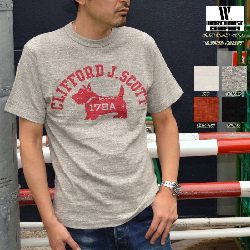 WAREHOUSE ウエアハウス"4601 CLIFFORD J.SCOTT""プリント S/STee Tシャツ