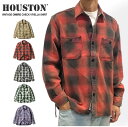 【2025秋冬新作】Houston ヒューストン ビンテージオンブレチェックビエラシャツ 長袖シャツ ヘビーオンス 厚手 ワークシャツ フランネルシャツ チェッ...