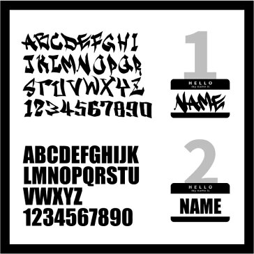 ネーム ステッカー ハローラベル2枚セットカッティング ステッカー 名入れのできる・カーステッカー・ドッグステッカー車・スケボー・スノーボード・道具箱犬・雑貨・シール